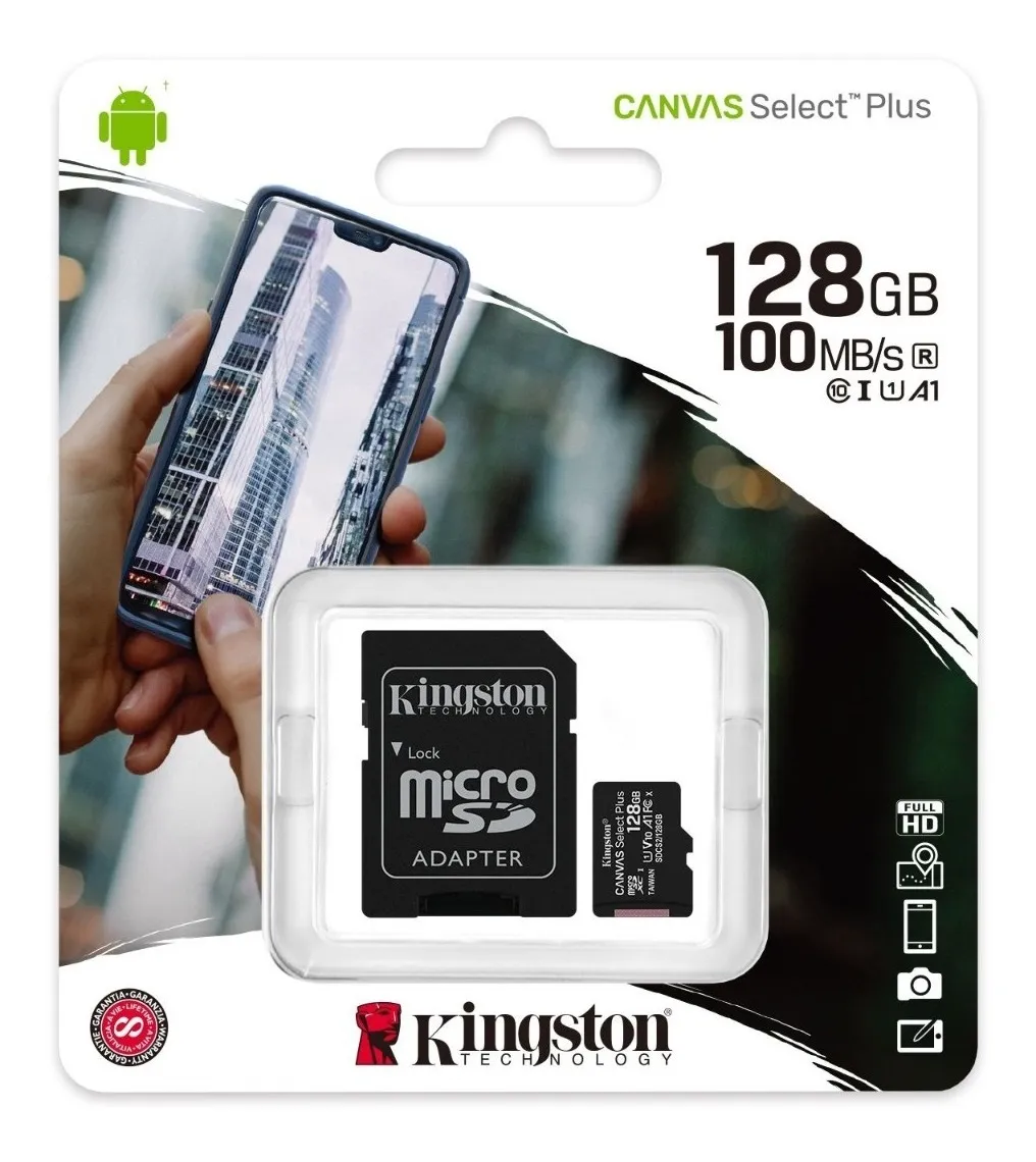 Memoria Micro 128gb Kingston Canvas Select Plus 100mb/s